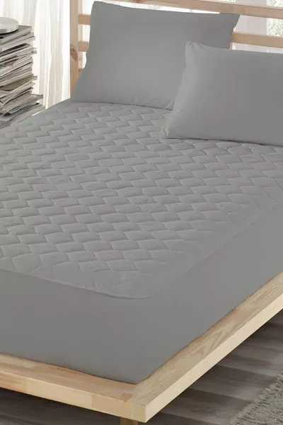 Kleurige Alez Grijs-waterbestendig-katoen Gewatteerd Fitted-tweepersoons-eenpersoons-baby Alez