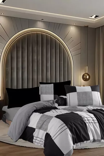 Tweepersoons Katoenen Dekbedovertrekset met Elastisch Hoeslaken | Complete Set