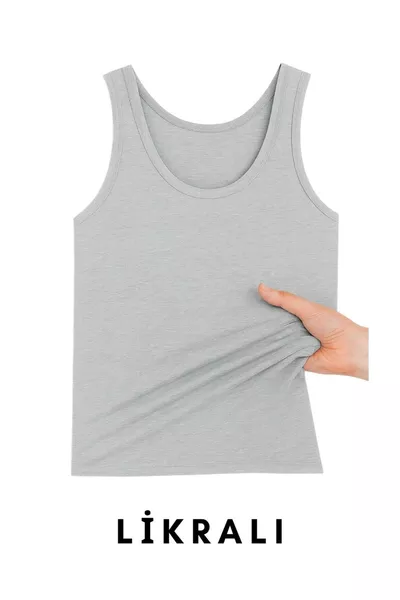 6 броя мъжки сиви памучни потници с презрамки