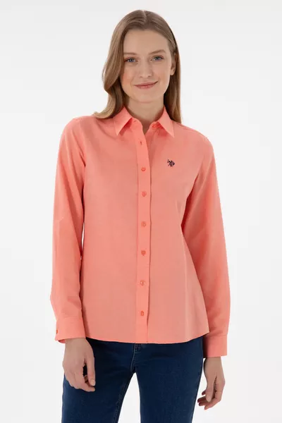 Женская базовая рубашка с длинным рукавом цвета гранатового цвета 