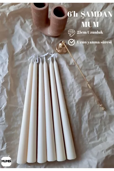 Kandelaar kaars 6 stuks (kegelkaars)