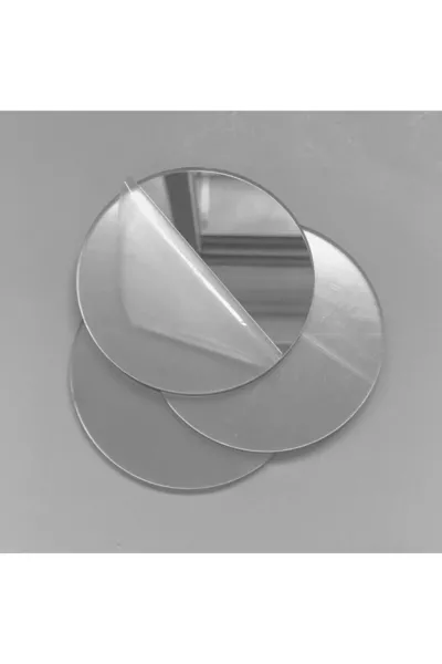 1 Mm Silver-Colored Adhesive Mirror-Silver Plexiglass Sheet - Round - Circle Cut  2 PCS