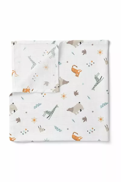 Multipurpose Muslin Baby Blanket Animal Party - XL  cm