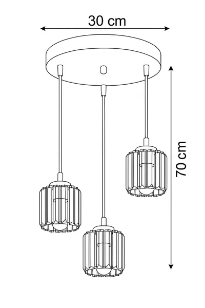 Dolunay Triple Pendant Chandelier with Black Frame and Black Stones