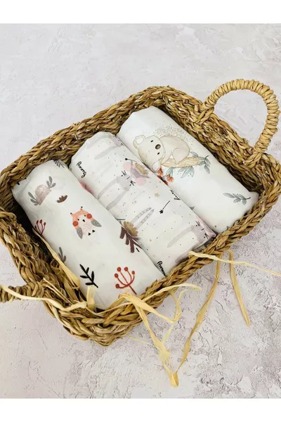 3 Pieces Multi-Purpose Muslin Cloth Cover Blanket % Cotton Oeko-Tex Certified  cm