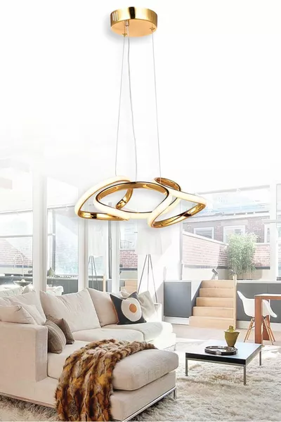 Flower Single Gold 3-Color LED Pendant Chandelier
