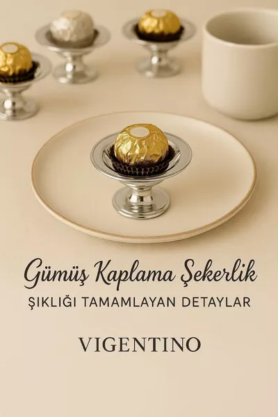 Set of 6 ABS Decorative Silver-Plated Candy Bowls, Set of 6 Macaron Dishes for Coffee Side Serving or Turkish Delight