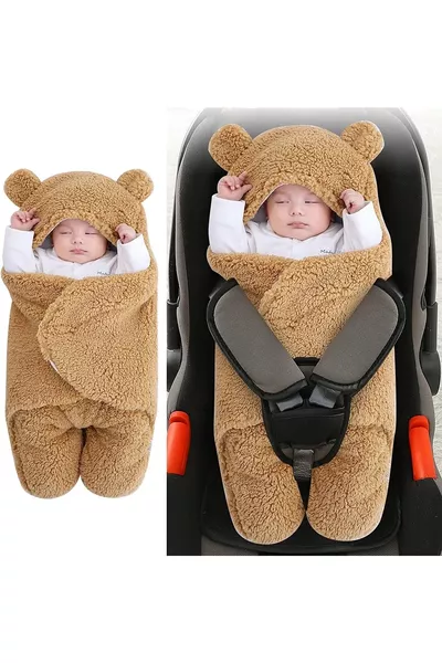 0 -  Maanden Gevoerde Welsoft Babydeken met Oren