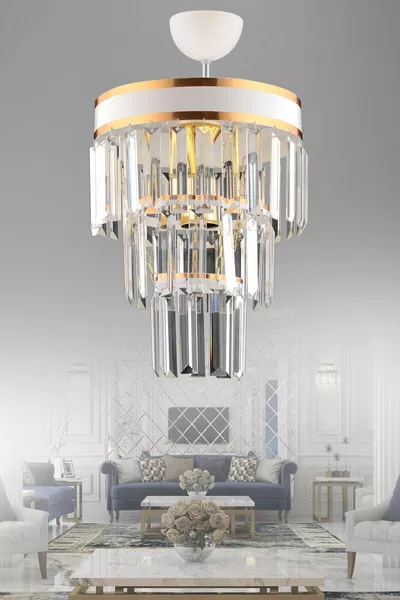 ثريات كريستال بيضاء ثلاثية الطوابق بطراز تشاغلا تيكلي