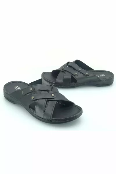 Aryan  Pantoufles orthopédiques pour hommes NOIR