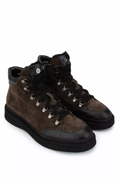 Echt lederen donkerbruine casual laarzen voor heren