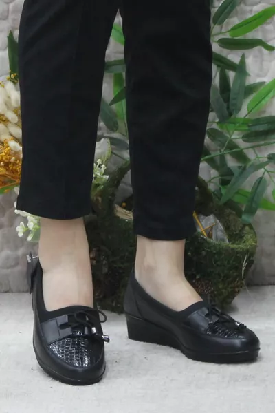  Zwarte 5-punts originele product echt lederen damesschoenen