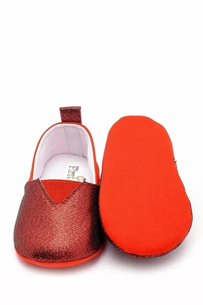Baby laarsjes glitter stof rood