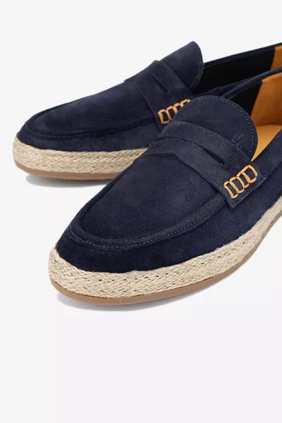 Мъжки тъмносини велурени обувки от естествена кожа