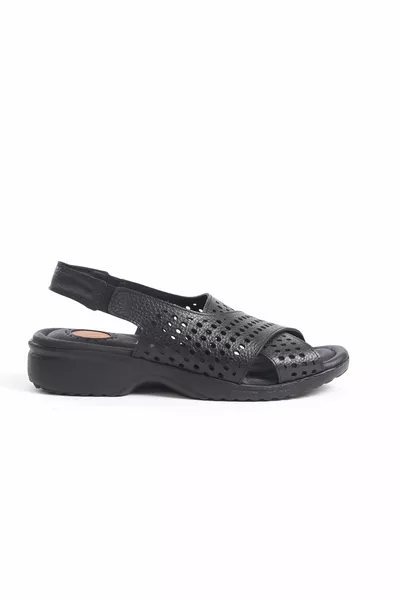 DENA FEMME SANDALES MOM PERFORÉES EN CUIR NOIR A