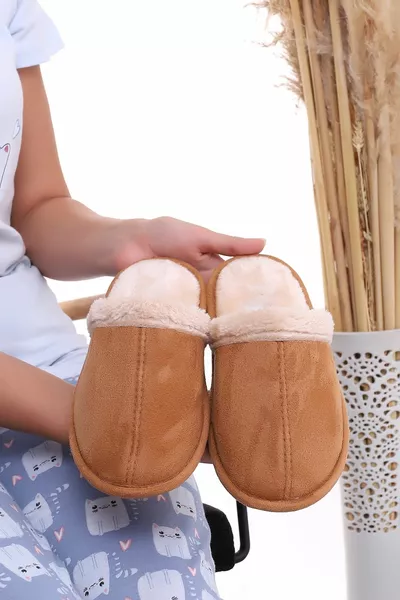 Унисекс зимни вътрешни чехли Кожени вълнени зимни чехли