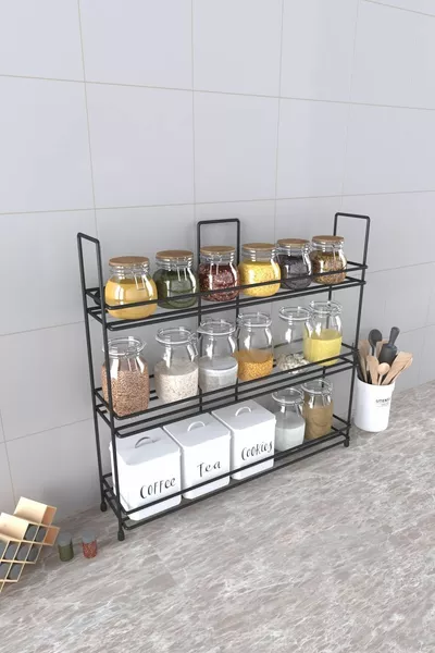 حامل توابل معدني يمكن تعليقه على الحائط رف توابل صغير الحجم كروم