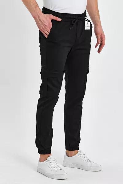 Slim Fit Cargo Pocket Pants with Elastic Waist and Ankles  