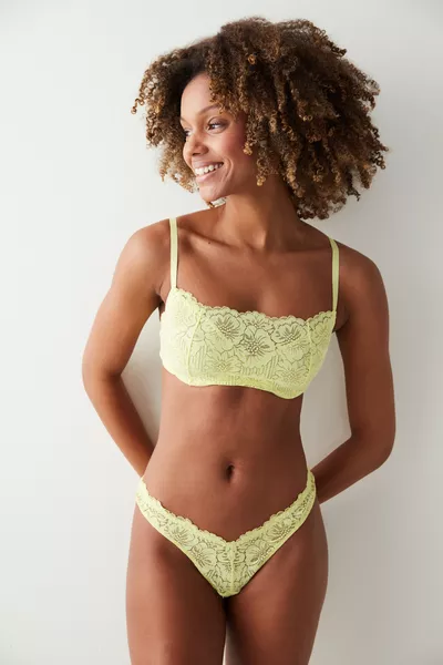 Bandeau Neck Lace Yellow Bra