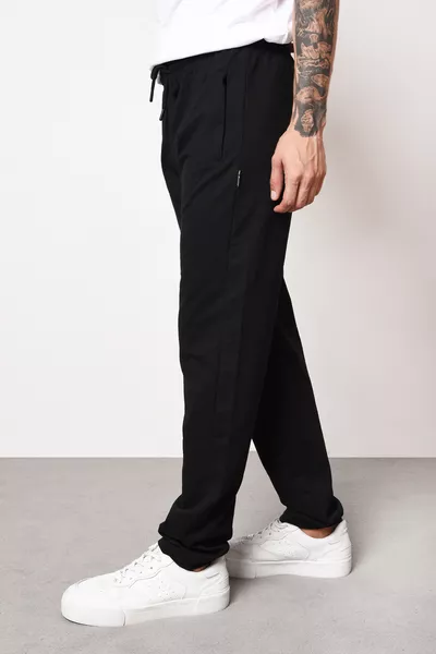 Pacco di 3 pantaloni della tuta da uomo, taglio comodo, gamba dritta con tasche e zip, colori nero-blu scuro-antracite