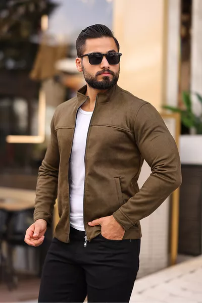 سترة رجالية رفيعة من الجلد المدبوغ للمواسم