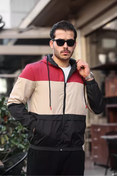 Impermeabile da uomo Bordeaux resistente al vento e all'acqua