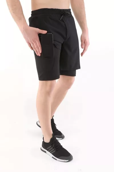 Shorts de sport pour hommes Running à séchage rapide Micropoly Entraînement Fitness avec collants courts