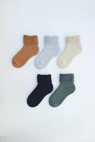 Lot de 5 Chaussettes Antidérapantes pour Bébé/Enfant