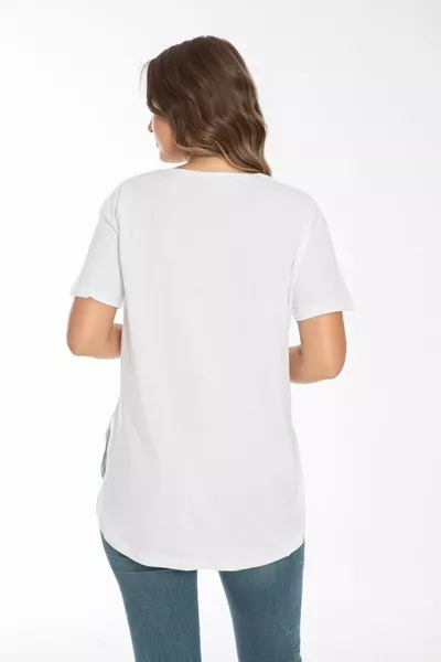 Women's White Slit T-shirt