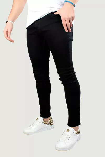Jeanshose aus Stretch, elastisch, schwarz, Slim Fit, enge Passform