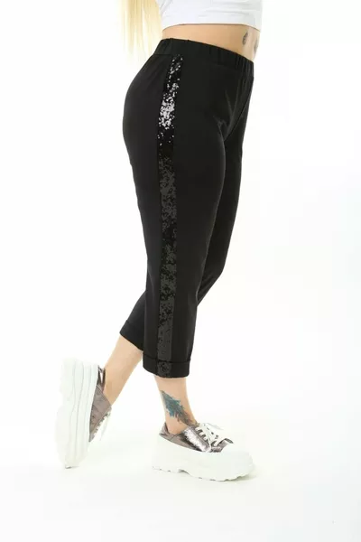 Women's Diver / Scuba Fabric Capri Pants with Sequins