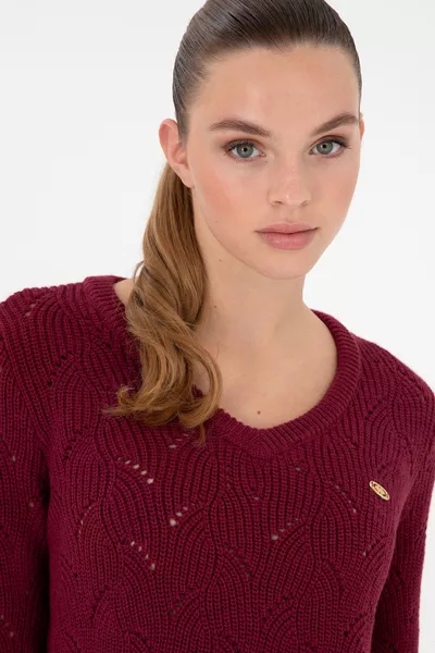 Dames Kersenrode V-Hals Trui 