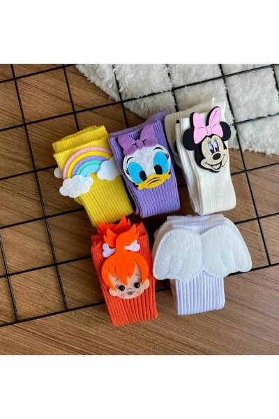 Chaussettes bébé mi-mollet en feutre avec pompons, lot de 5