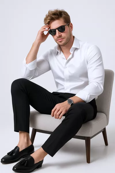 Рубашка Slim Fit из хлопкового сатина