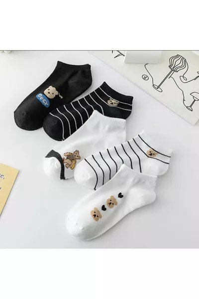 5-Pair Women's Short Socks Set with Patterns
