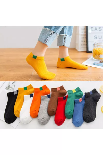  paires de chaussons femme multicolores en coton à cheville