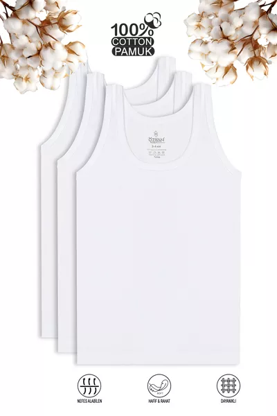 Özkan  3-Pack Boys' Tank Tops, Waiter Size, % Cotton Suprem Fabric