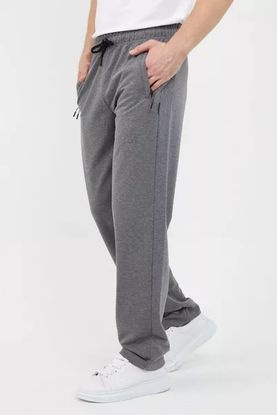 Anthracite Men's Straight-Leg Sweatpants with Pocket Zipper Detail, Comfortable Fit, Premium Fabric