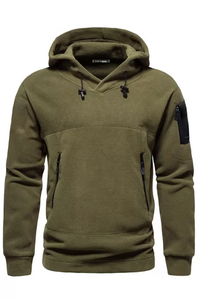 Giacca con Cappuccio in Pile da Uomo per Sport Militari e Attività all'Aperto