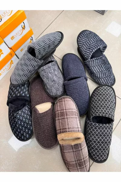 Pantoufles de maison pour hommes Premium Marron à carreaux