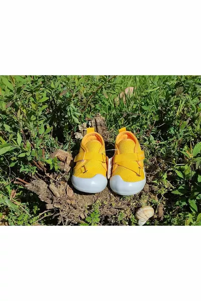  ОРТОПЕДИЧЕСКАЯ УДОБНАЯ ПОДОШВА ДЫШАЩАЯ VELCRO ДЕТСКАЯ ЛЕГКАЯ ОБУВЬ ПЕРВОГО ШАГА - ЖЕЛТЫЙ
