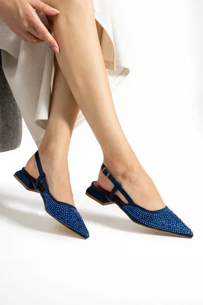 ليزا نسائية حجر الباليه الشقق الأزرق الداكن