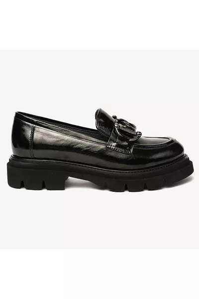 DAMEN SCHWARZ ECHTLEDER LOAFER MASCULEN  SCHUHE
