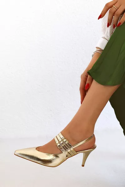 Touch Patent Leather Pointed Toe Triple Strap Back Open Stiletto Evening Heels Women's Shoes