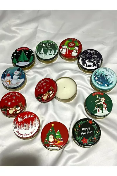 3 Candele in Latta con Tema di Capodanno (Verranno Inviate 3 Candele Diverse a Caso)