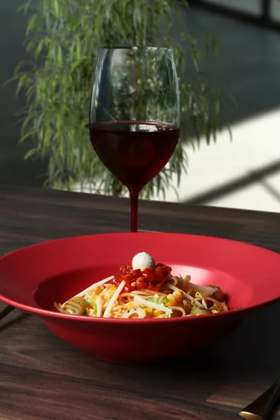 Matte Red Delta Pasta Plate  cm