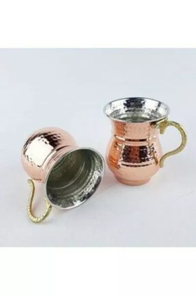 Набор из 2 медных кружек, с кованым дизайном, стильные и прочные стаканы для айрана