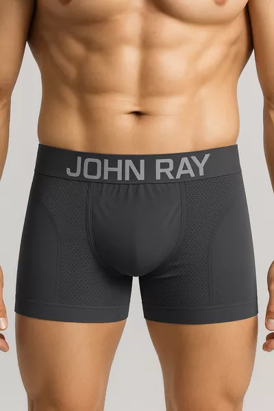 3 бр. мъжки антрацит безшевни боксерки от микрофибър с ликра, еластични, премиум