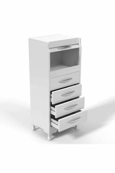 خزانة خبز ومخزن أبيض أفانغارد بأربعة أدراج