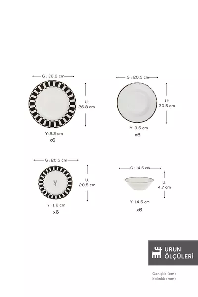 Комплект за хранене Elegance Bone Aries,  части, за 6 души